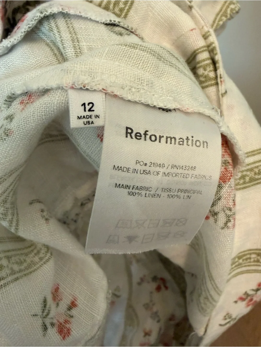 Reformation Arancini Linen top in heath floral